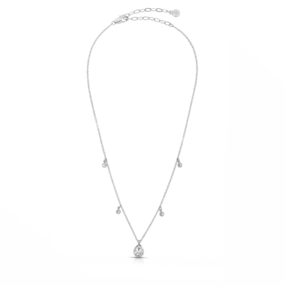 Ettika Dripping in Crystals Drop Necklace Silver Plated New